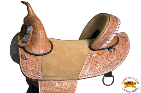 HILASON Western Classic Treeless Trail Barrel American Leather Saddle