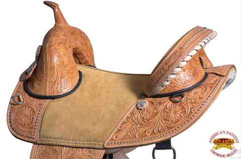 HILASON Western Classic Treeless Trail Barrel American Leather Saddle