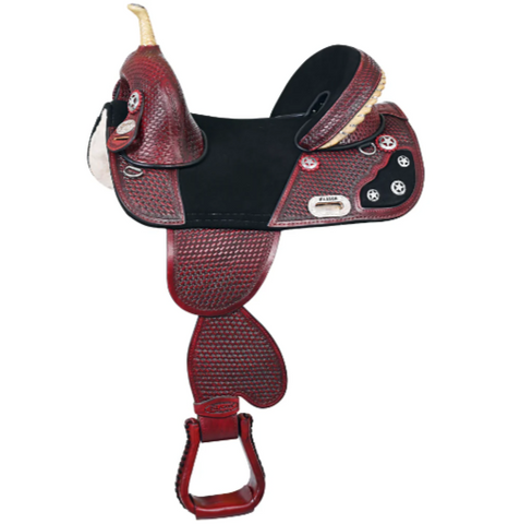 HILASON Western Horse Treeless Trail Barrel American Leather Saddle