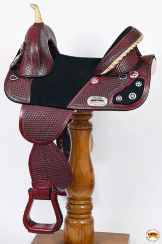 HILASON Western Horse Treeless Trail Barrel American Leather Saddle