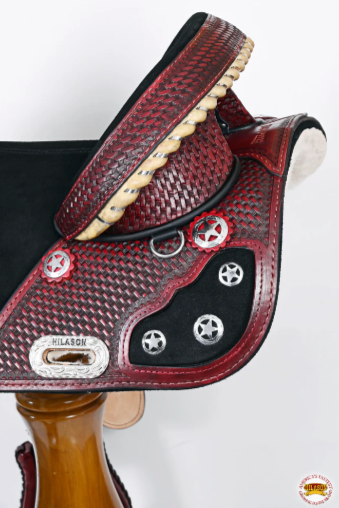 HILASON Western Horse Treeless Trail Barrel American Leather Saddle