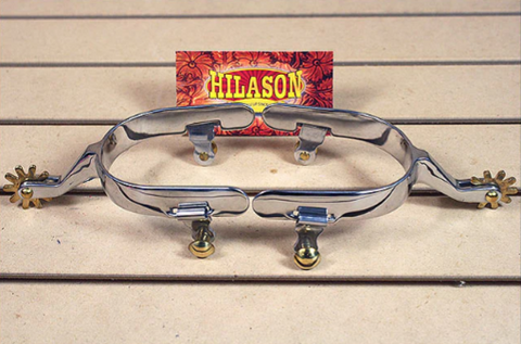 Hilason Stainless Steel Men Cutting Horse Spurs German Silver Engraved Trim