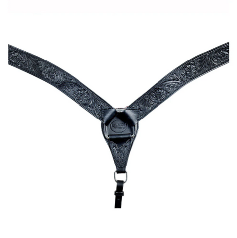 HILASON Western Horse Headstall Breast Collar Set Genuine American Leather Floral Black