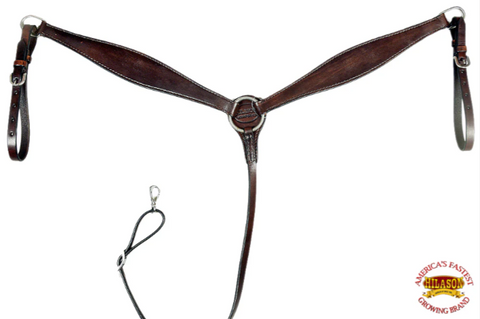 HILASON Western Horse Headstall Breast Collar Set Genuine American Leather Plain Dark Brown