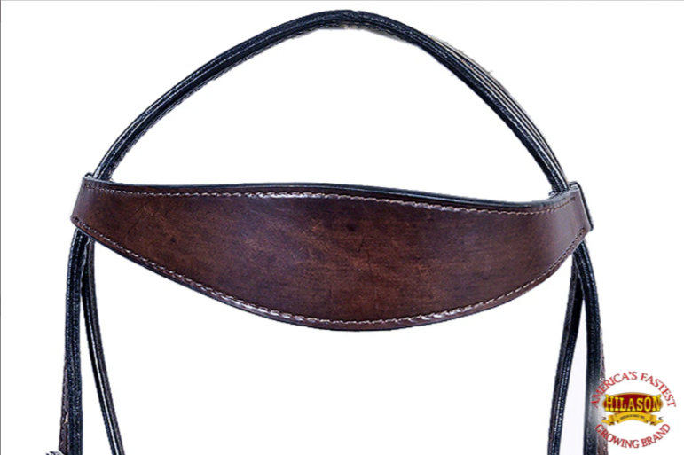 HILASON Western Horse Headstall Breast Collar Set Genuine American Leather Plain Dark Brown