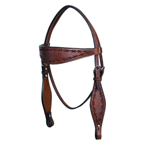 HILASON Western Horse Headstall Breast Collar Set Genuine American Leather Barb Wire Dark Brown