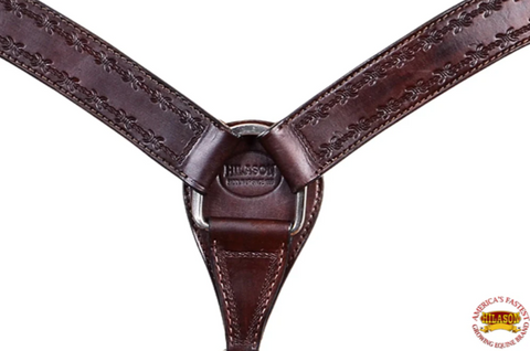 HILASON Western Horse Headstall Breast Collar Set Genuine American Leather Barb Wire Dark Brown