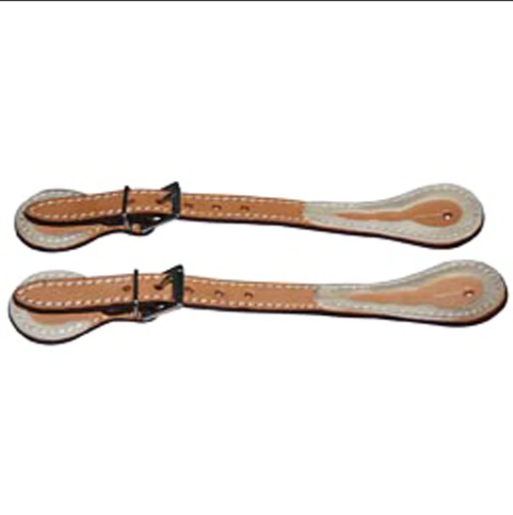 Hilason Russet Leather Spur Straps 1 Ply Stitched W/ Rawhide Trim