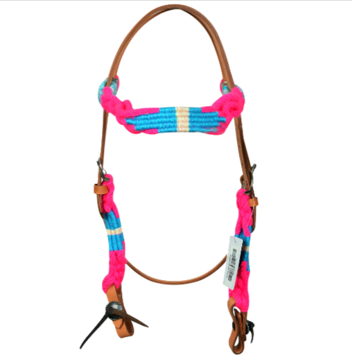 HILASON Cactus Western Wool Headstall & Breast Collar Tack Set Turquoise & Pink