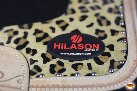 Hilason Western Wool Felt Horse Saddle Pad With Leopard Print Leather