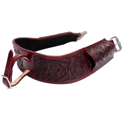 Western Horse Saddle Girth Hilason Leather Cinch Floral Carved