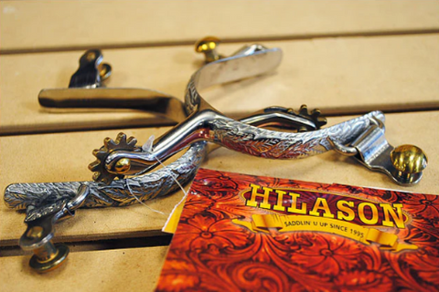 Hilason Stainless Steel Ladies Roping Spurs With 10 Points Solid Brass Rowel