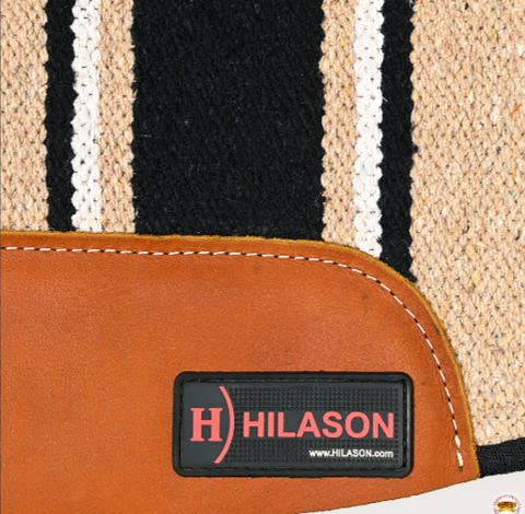 32X32 Hilason Western Contoured Horse Saddle Pad Wool Felt Round Black