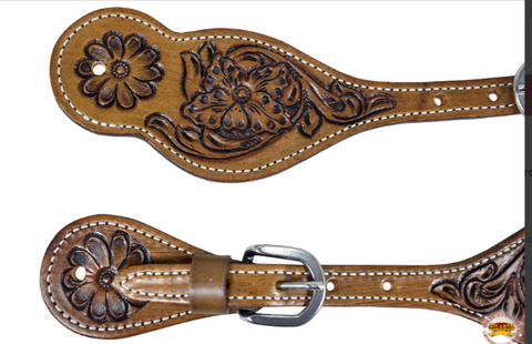 Hilason Western Spur Straps Leather Antique Brown