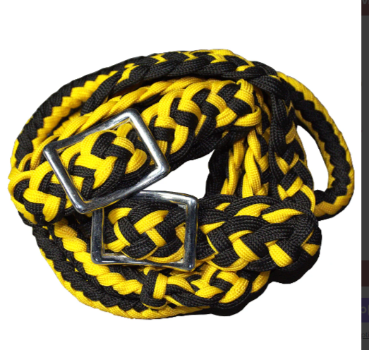 1" X 8Ft Hilason Braided Poly Barrel Reins Horse Racing Flat Grip Knots