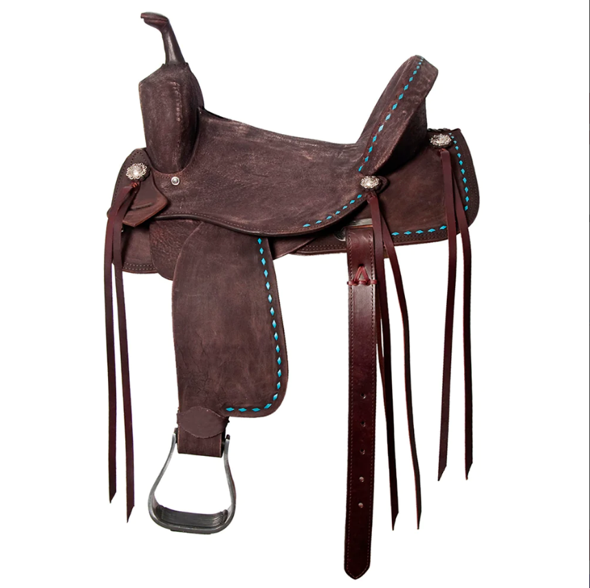 HILASON Flex Tree Western Horse Saddle in American Leather Barrel Trail