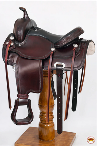 HILASON Western Draft Horse Trail Pleasure American Leather Saddle