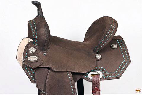 HILASON Flex Tree Western Horse Saddle in American Leather Barrel Trail