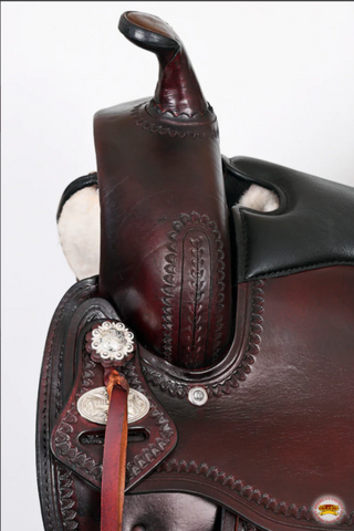 HILASON Western Draft Horse Trail Pleasure American Leather Saddle