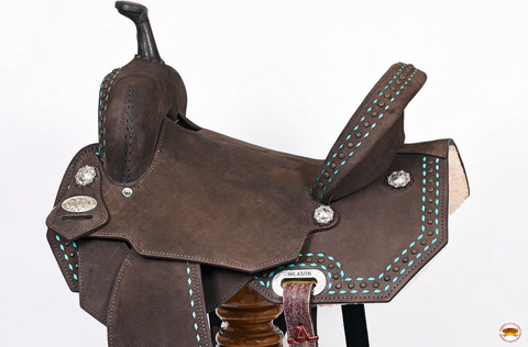 HILASON Flex Tree Western Horse Saddle in American Leather Barrel Trail