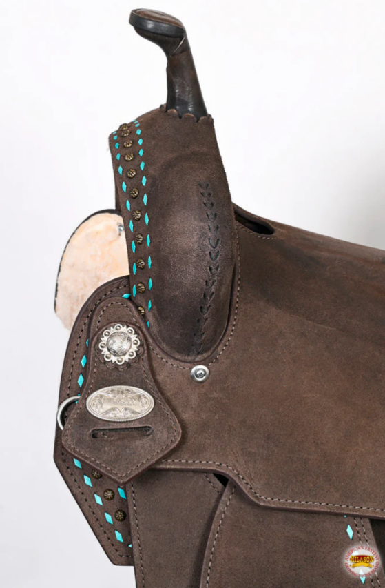 HILASON Flex Tree Western Horse Saddle in American Leather Barrel Trail