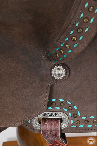 HILASON Flex Tree Western Horse Saddle in American Leather Barrel Trail