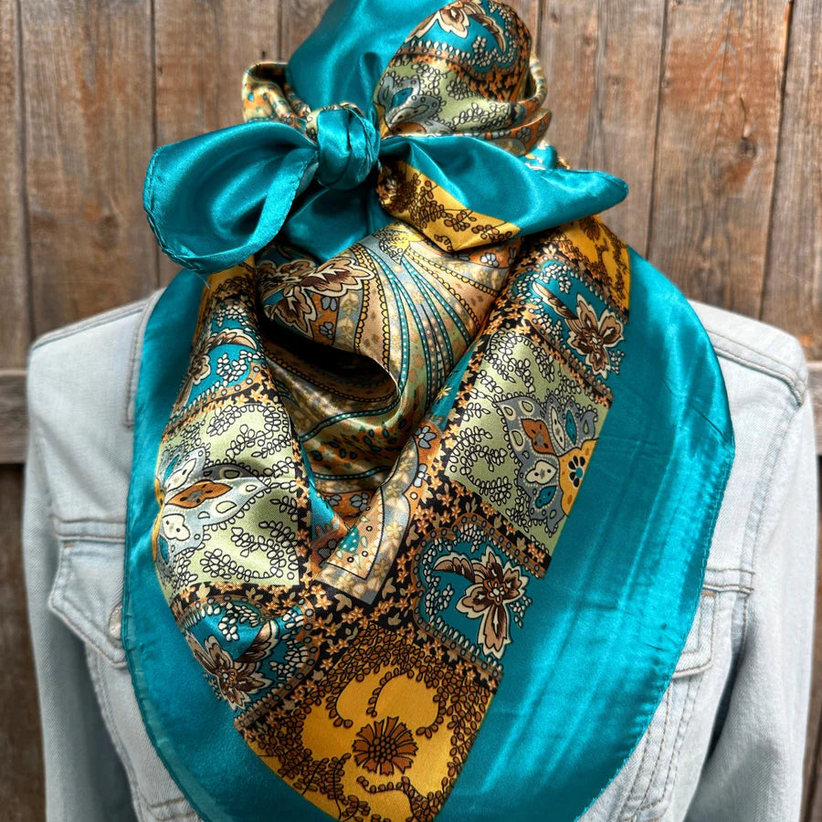 Teal Tone Paisley Wild Rag / Scarf