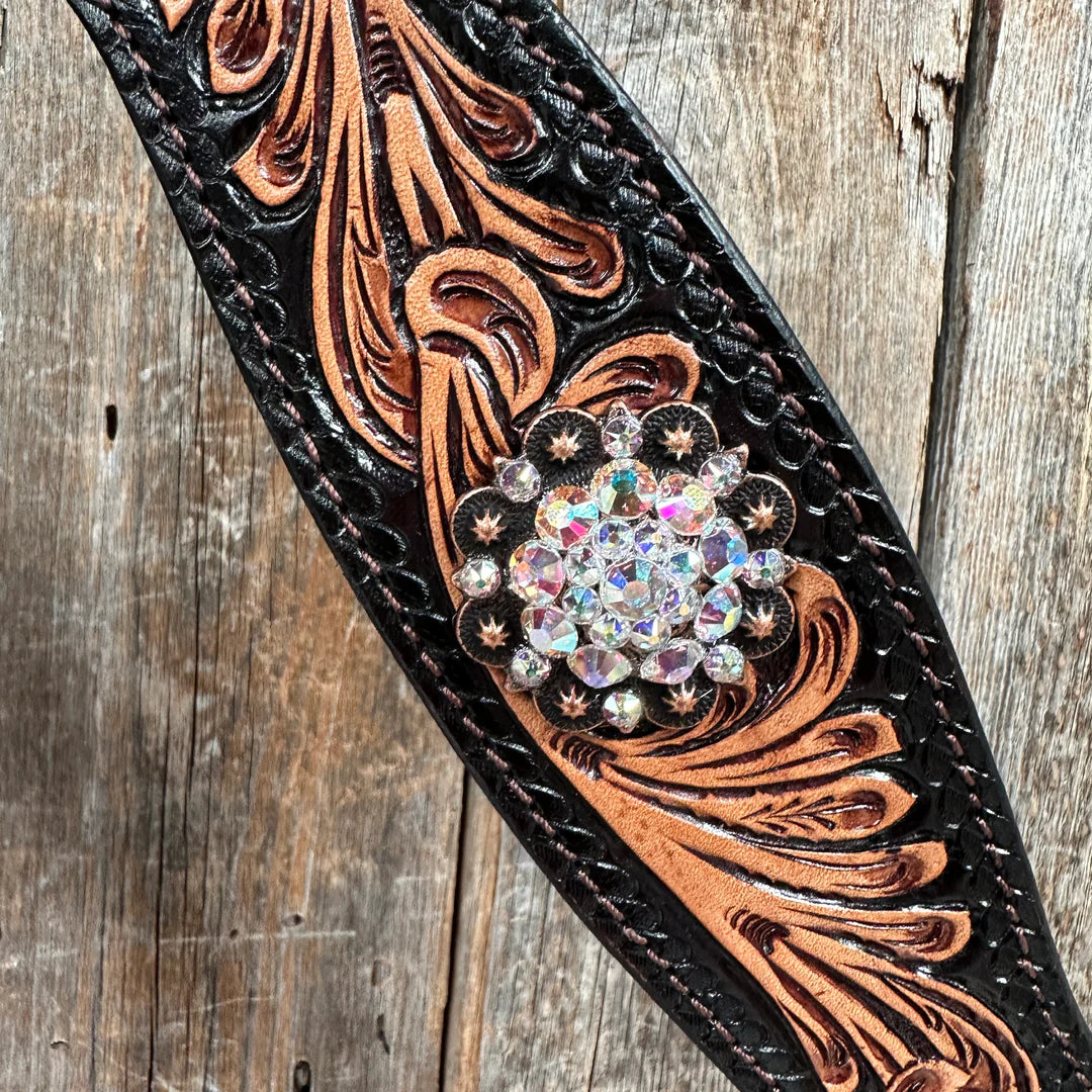 Two Tone Floral AB One Ear / Browband Breastcollar Tack Set