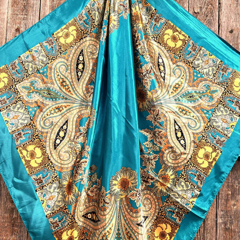 Teal Tone Paisley Wild Rag / Scarf