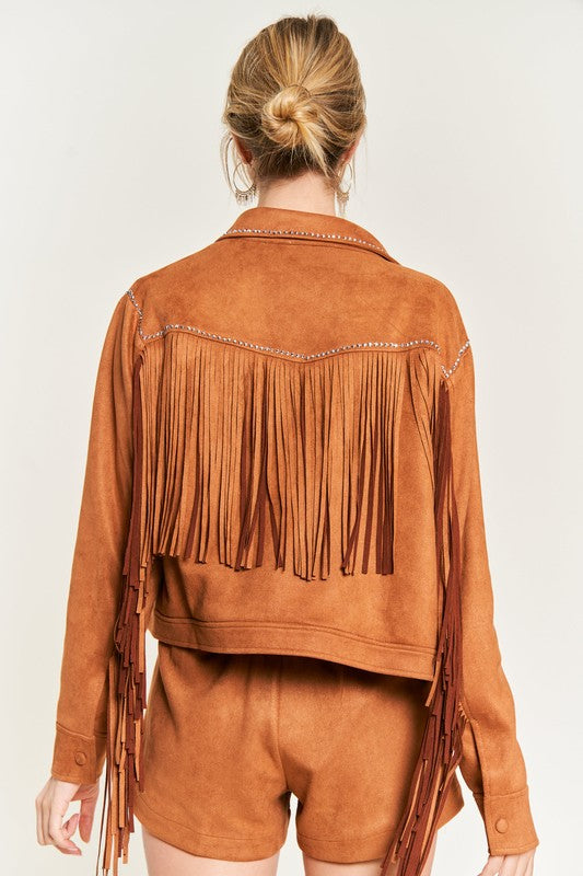 Suede studded fringe jacket PLUS JJO5009P