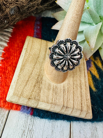 Beautiful Handmade Sterling Silver Adjustable Concho Ring