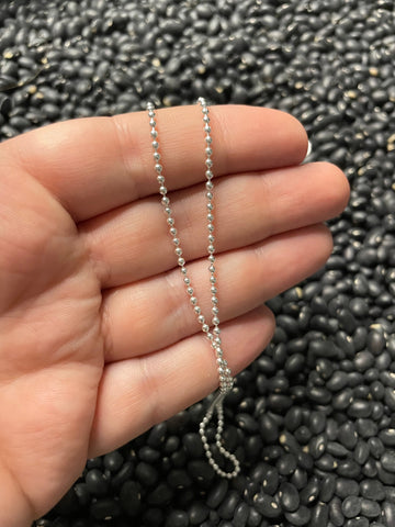 2mm Sterling Silver Pearl Beaded 18” Necklace