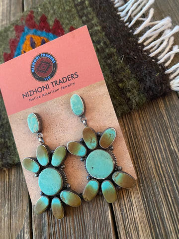 Navajo Jacqueline Silver Royston Turquoise & Sterling Silver Dangle Earrings