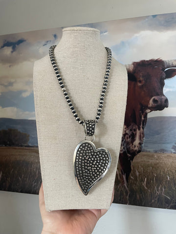 Navajo Sterling Silver Heart Pendant Signed