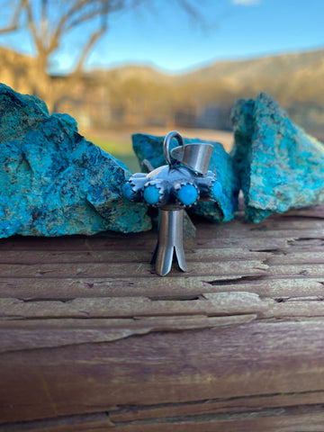 Handmade Sterling Silver & Natural Turquoise Blossom Pendant