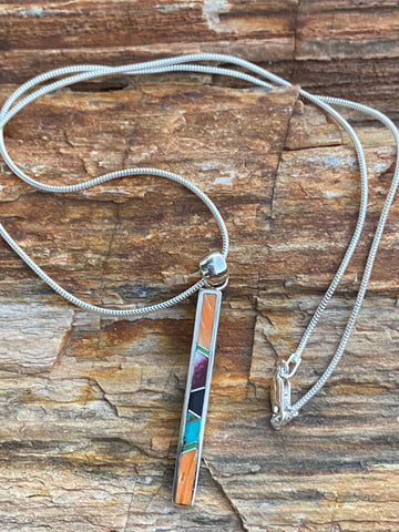 Navajo Turquoise Orange Spiny Pendant