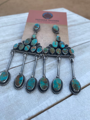 Navajo Jacqueline Silver Royston Turquoise & Sterling Silver Dangle Earrings