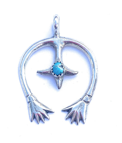 Navajo Sterling Silver & Turquoise Naja Pendant