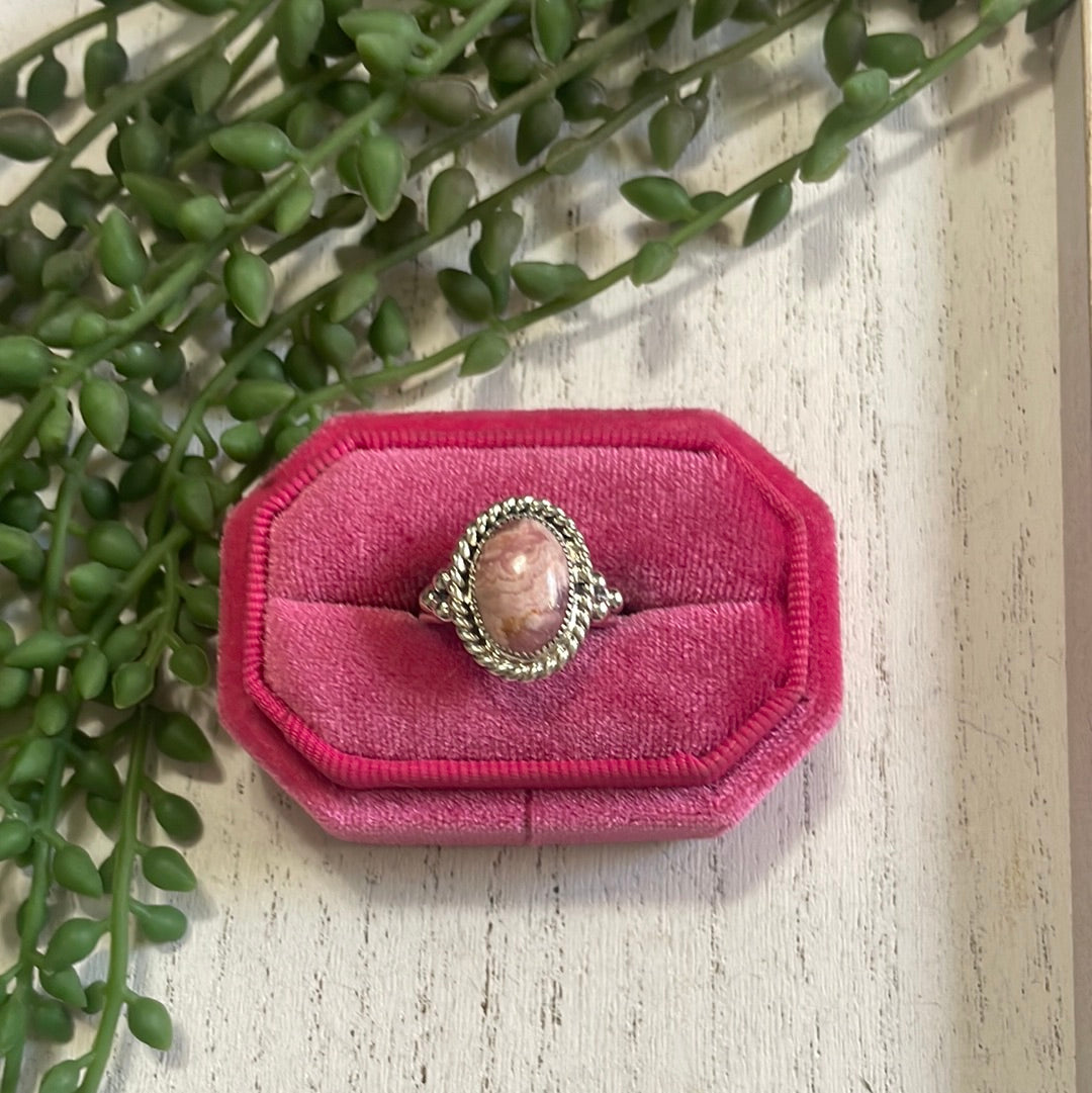 Navajo Sterling Silver & Rhodochrosite Oval Ring