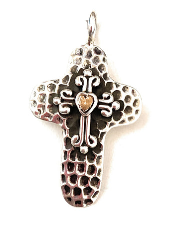 Navajo Sterling Silver & Copper Cross Pendant