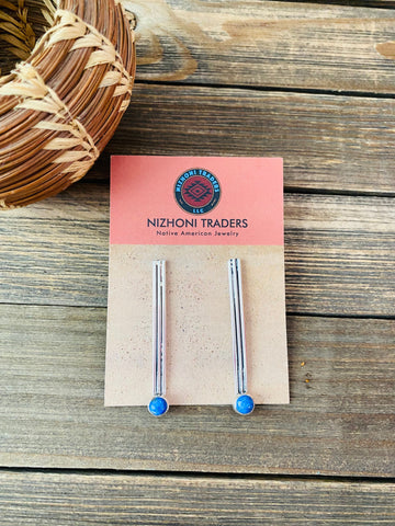 Navajo Denim Lapis & Sterling Silver Dangle Earrings