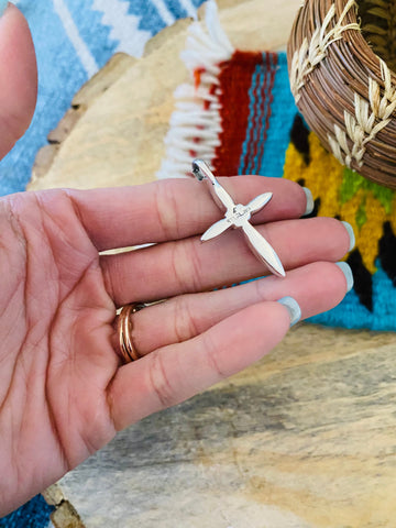 Navajo Sterling Silver & Pink Dream Cross Pendant