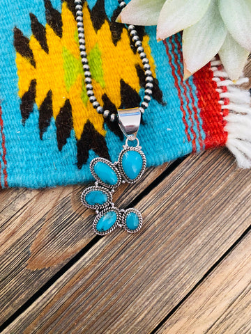 Handmade Sterling Silver & Turquoise Cluster Pendant