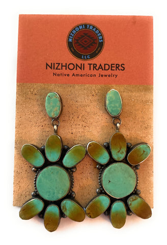 Navajo Jacqueline Silver Royston Turquoise & Sterling Silver Dangle Earrings