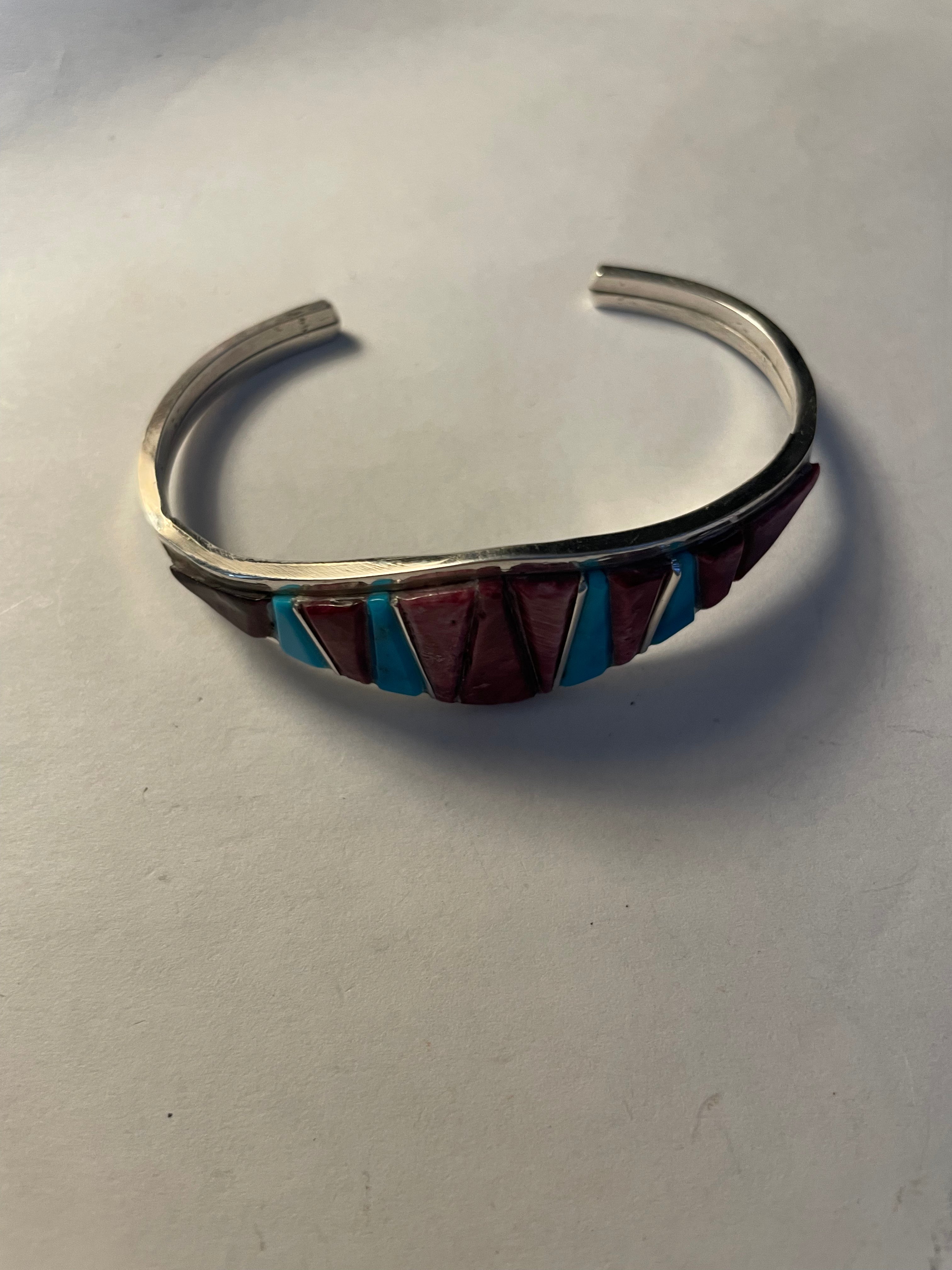 Navajo Sterling Silver, Spiny, & Turquoise Cuff Bracelet