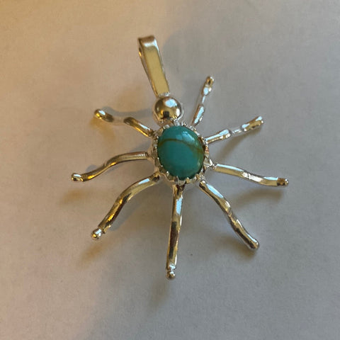 Natural Kingman Turquoise & Sterling Silver Pendant