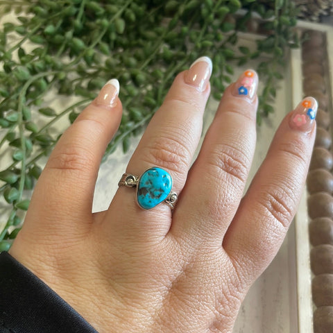 Navajo Sterling Silver Single Stone Turquoise Ring