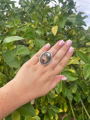 “The Palomino” Navajo Sterling Silver & Wild Horse Oval Adjustable Ring Signed