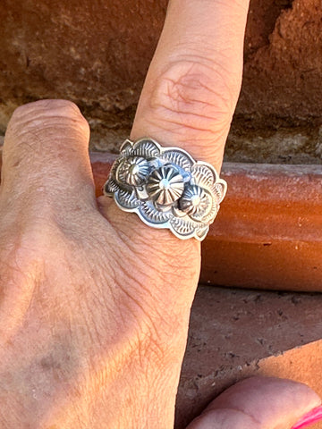 The Cassidy Sterling Flower Cigar Band Ring