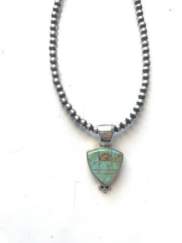 Navajo Number 8 Turquoise Inlay & Sterling Silver Pendant